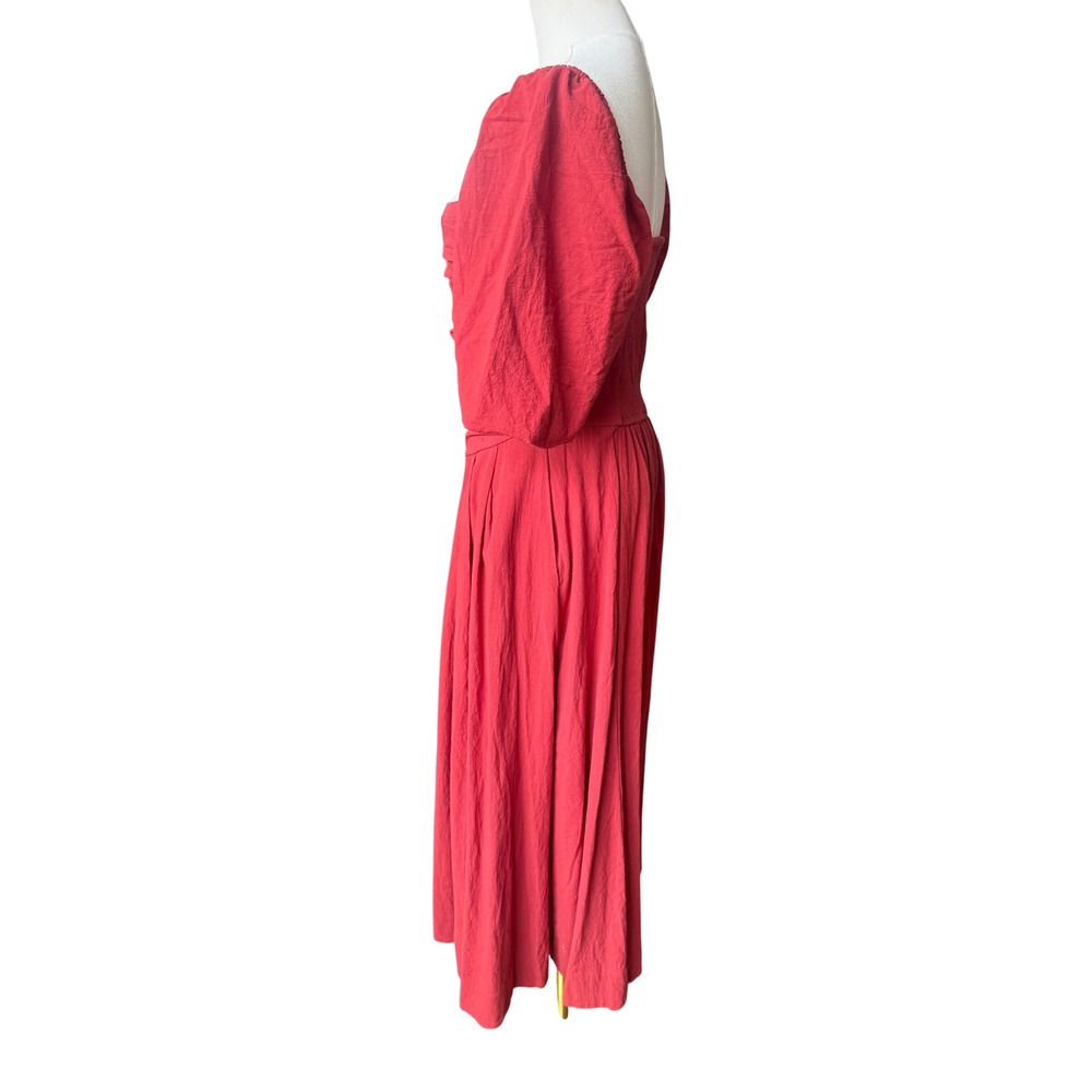 Bohme Puff Sleeve Boho Peasant Maxi Dress Size S Rust Cottagecore Basque Waist - Picture 5 of 11